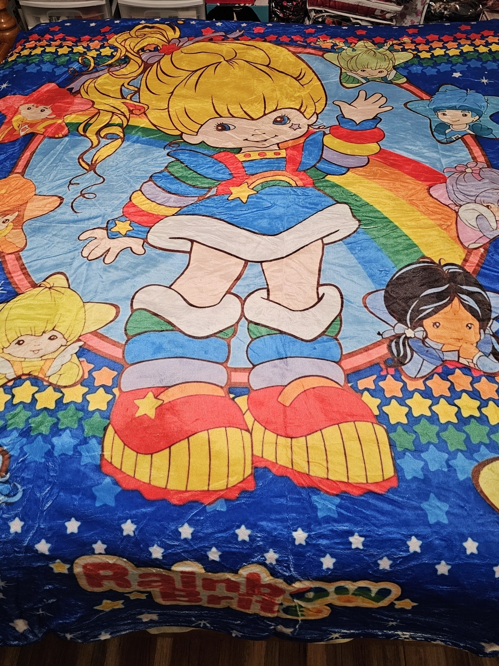 Rainbow Brite Plush Throw Blanket by Rainbow - Blue, Yellow, Red, Green, Pink